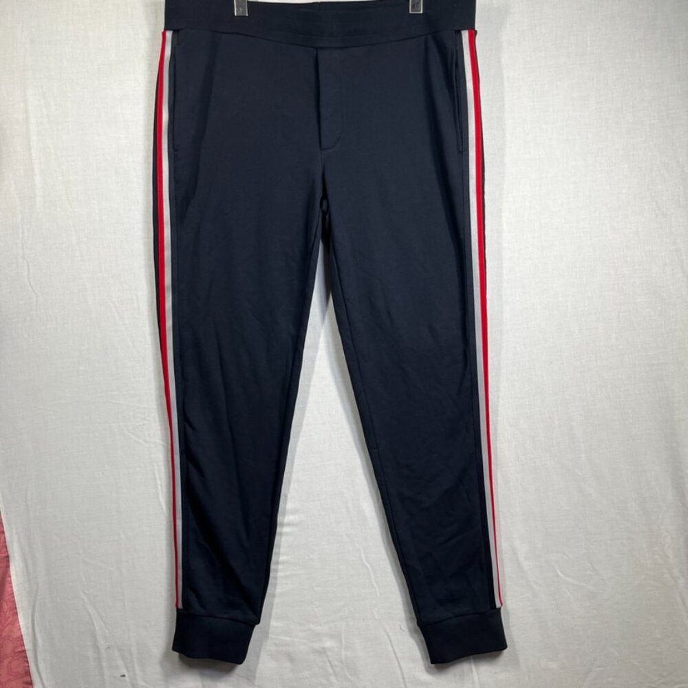 Moncler Pants Mens 2XL Navy Blue Tricolor Stripe Athletic Jogger Pantalone XXL